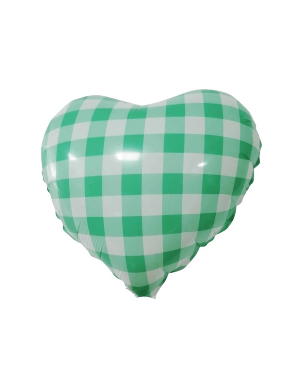 Green Gingham Heart Foil Balloon - Party Decor